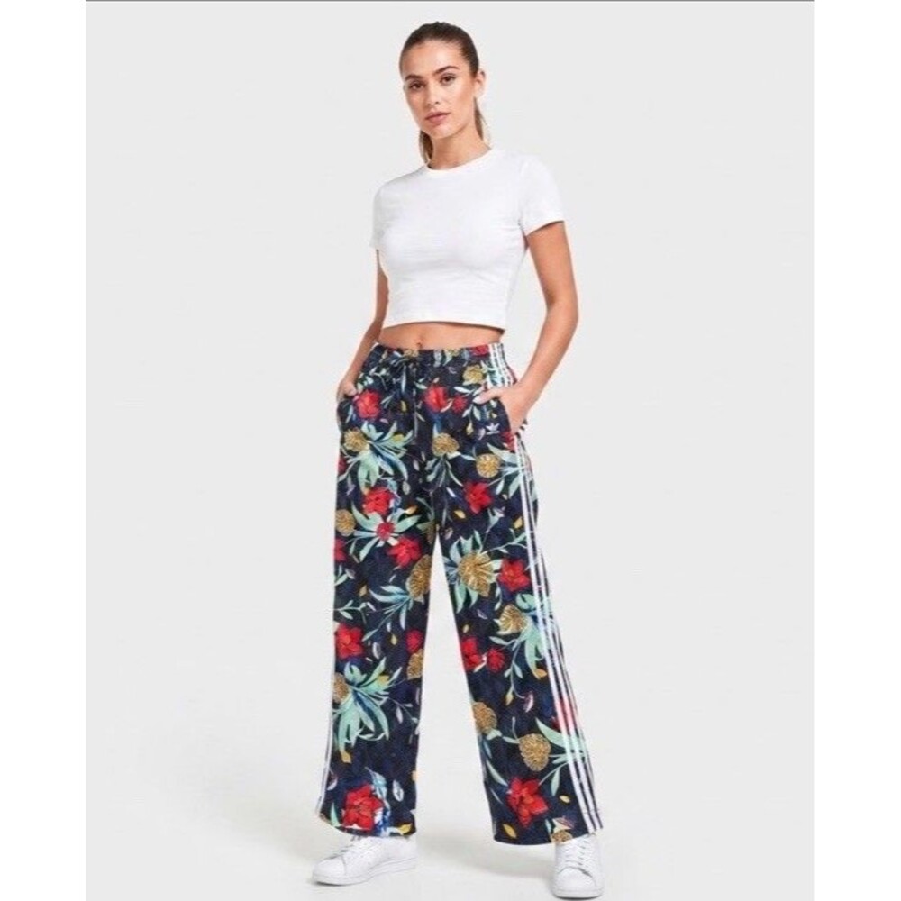 NWOT Adidas x Her Studio London Tropical Floral Wide Leg Pants XL Leg Zippers